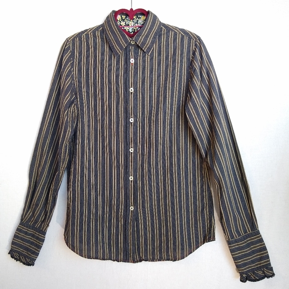 7 For All Mankind Pinstripe Button Up Shirt - Picture 1 of 7